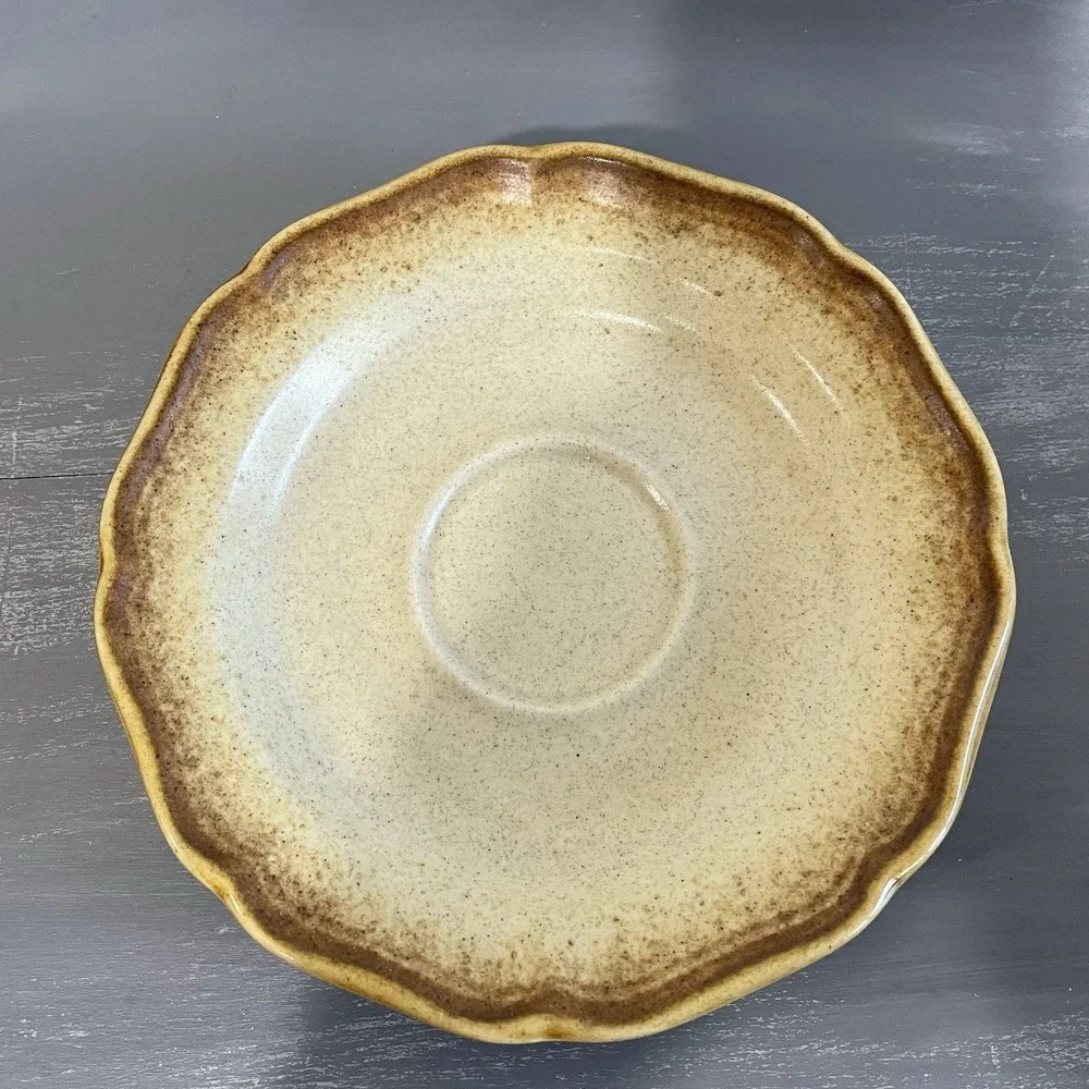 Set Of 3 Vintage MCM Mikasa‎ Whole Wheat Saucers E8000 Stoneware 6.25